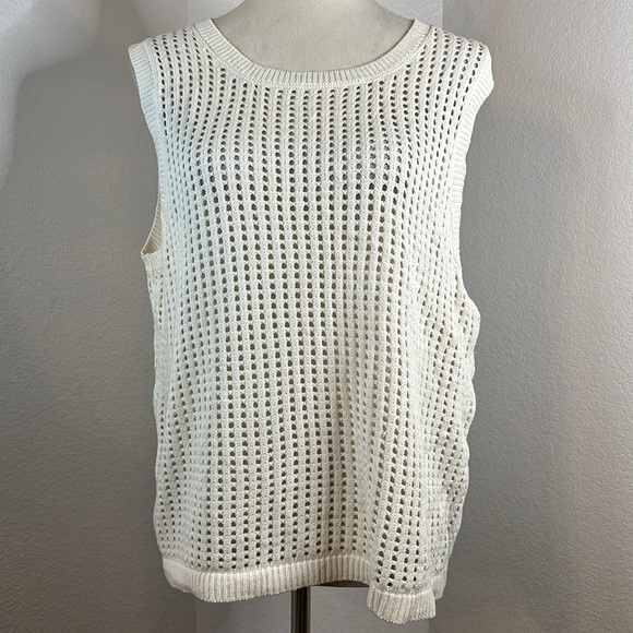 Vince Camuto Cream Open Knit Sweater Tank Size X-Large NWOT - Picture 3 of 10